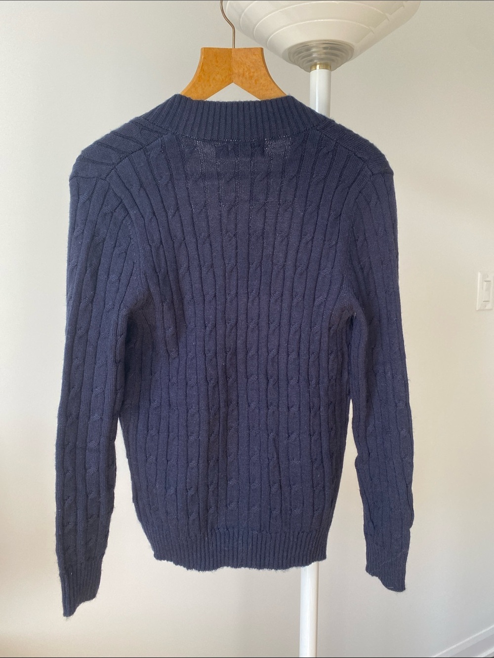 Polo by Ralph Lauren Navy Cable-Knit Full-Zip Sweater with Red Pony - Picture 6 of 6